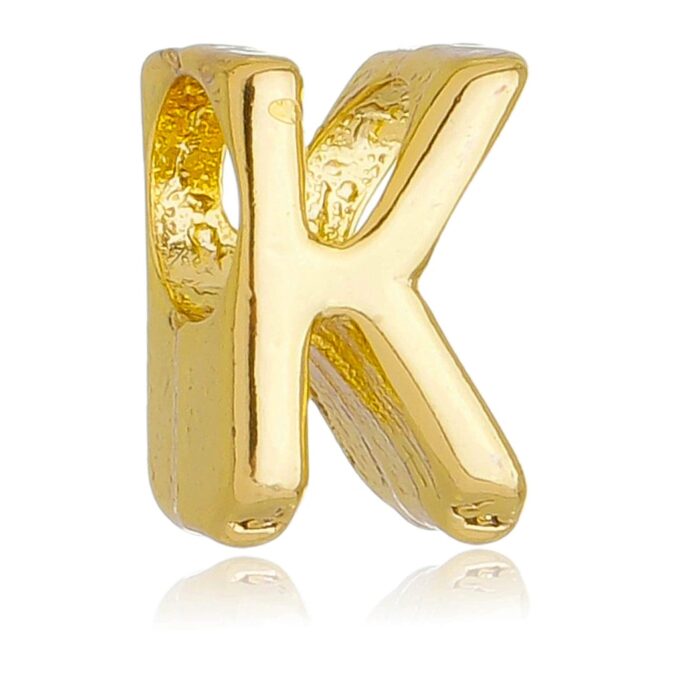 Berloque Letra K Separador Banhado a Ouro 18k