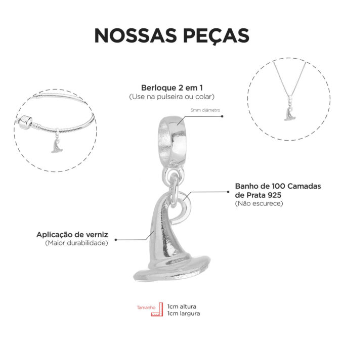 Pulseira Harry Potter Berloque Banhado a Ouro 18k
