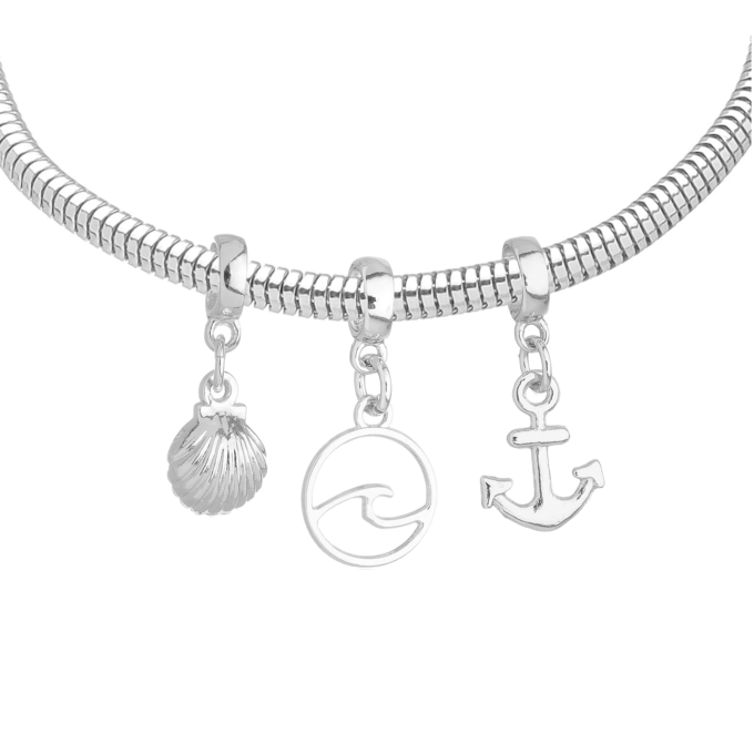 Pulseira Praia Mar Berloque Banhado a Prata 925