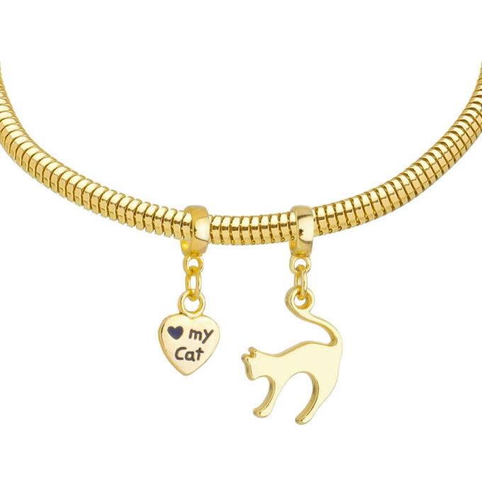 Pulseira Gato Berloque Banhado a Prata 925