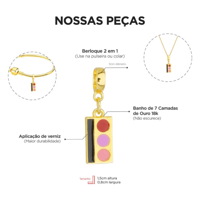 Pulseira Maquiadora Berloque Banhado a Prata 925