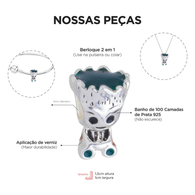 Pulseira Marvel Berloque Banhado a Prata 925 #2