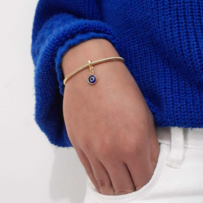 Pulseira Olho Grego Berloque Banhado a Prata 925