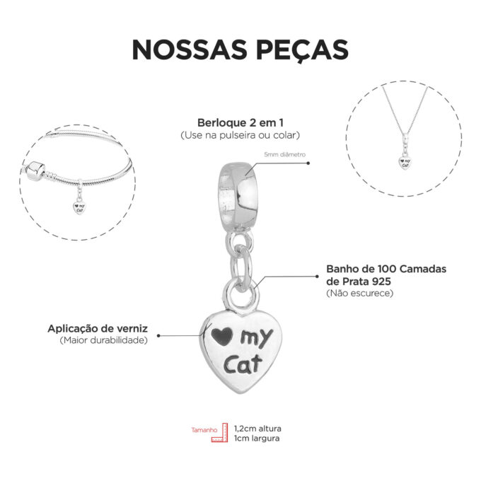 Pulseira Gato Berloque Banhado a Ouro 18k