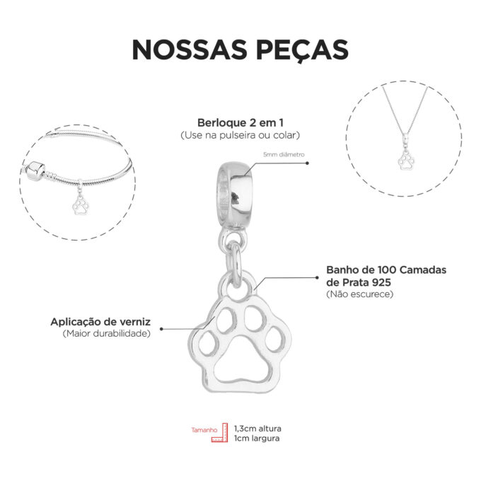 Pulseira Feminina Profissão Veterinária Banhado a Prata 925