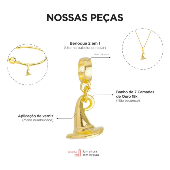 Pulseira Harry Potter Berloque Banhado a Prata 925