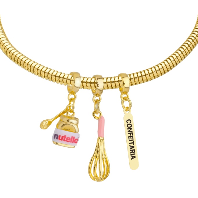 Pulseira Confeitaria Berloque Banhado a Ouro 18k
