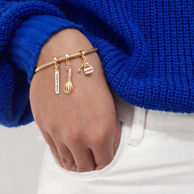 Pulseira Confeitaria Berloque Banhado a Ouro 18k
