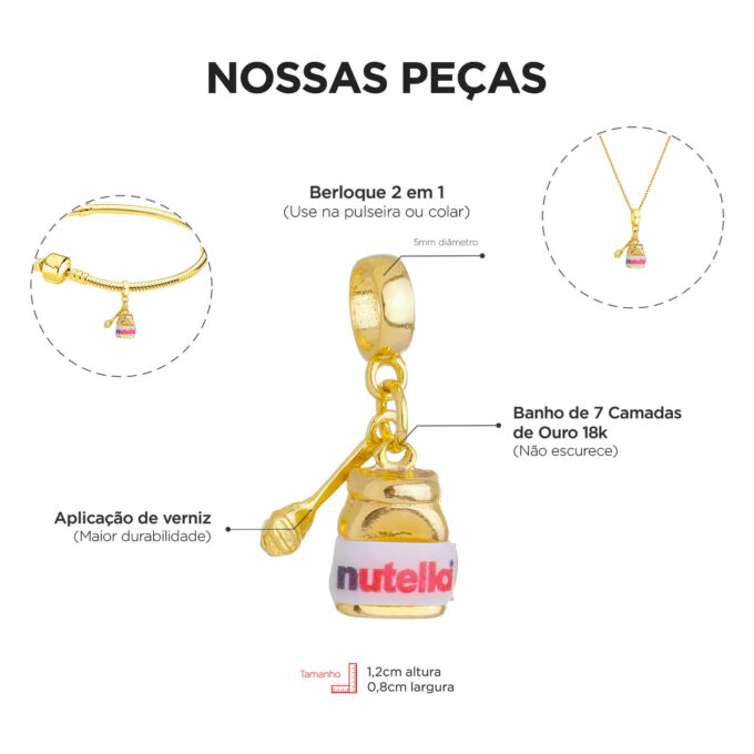 Pulseira Confeitaria Berloque Banhado a Ouro 18k