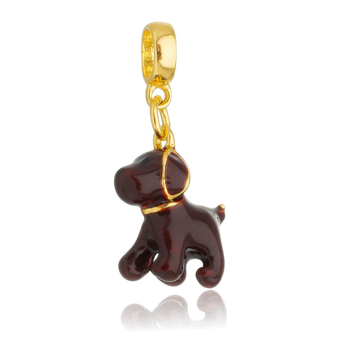 Berloque Cachorro Labrador Retriever Marrom Banhado a Prata 925.