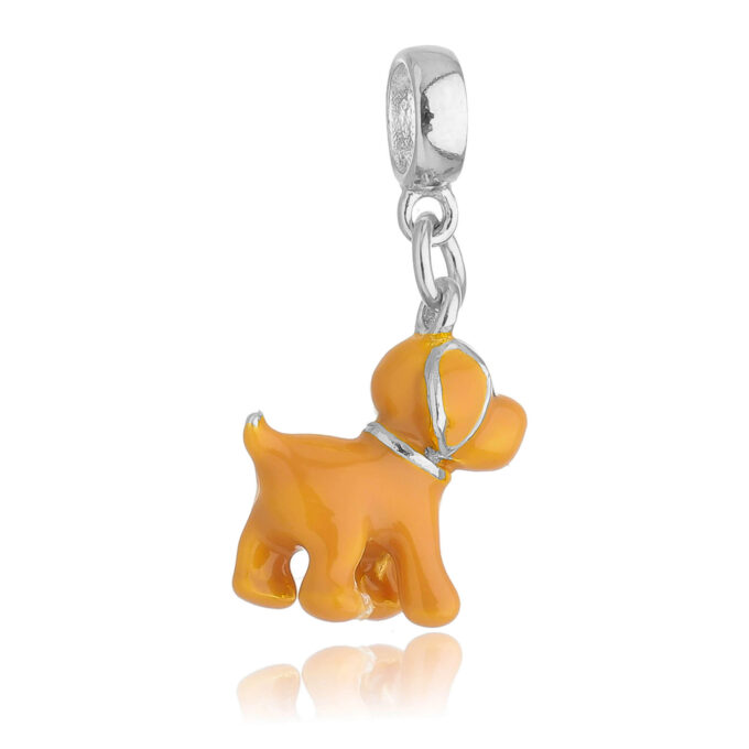 Berloque Cachorro Golden Retriever Amarelo Banhado a Prata 925.