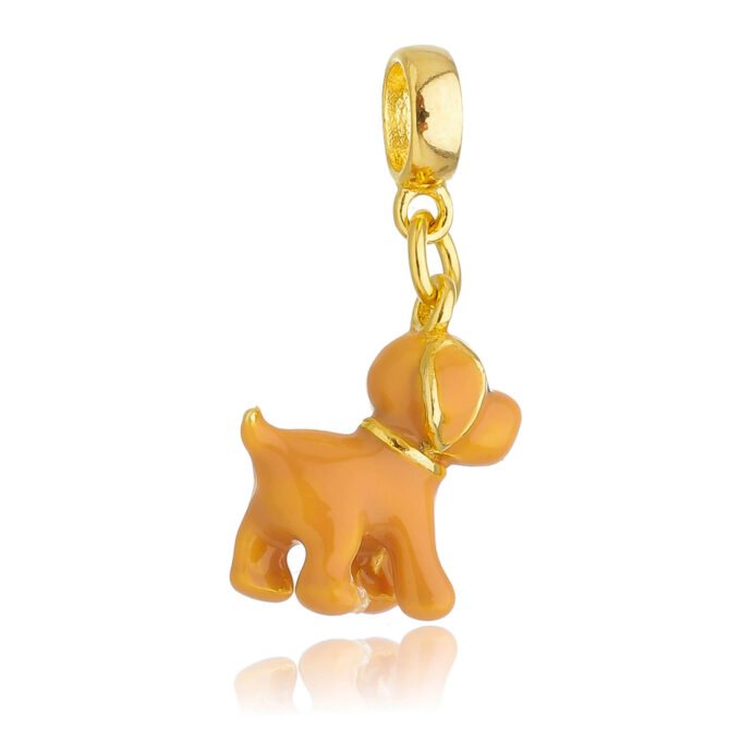 Berloque Cachorro Golden Retriever Amarelo Banhado a Prata 925.