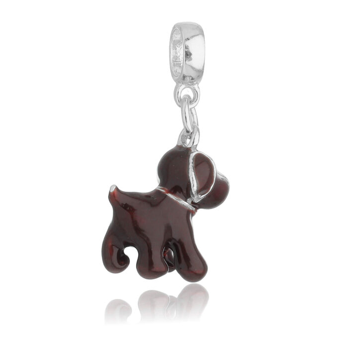 Berloque Cachorro Labrador Retriever Marrom Banhado a Ouro 18k.