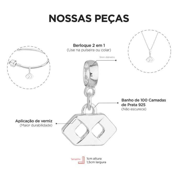 Berloque Profissão Administração Banhado a Prata 925