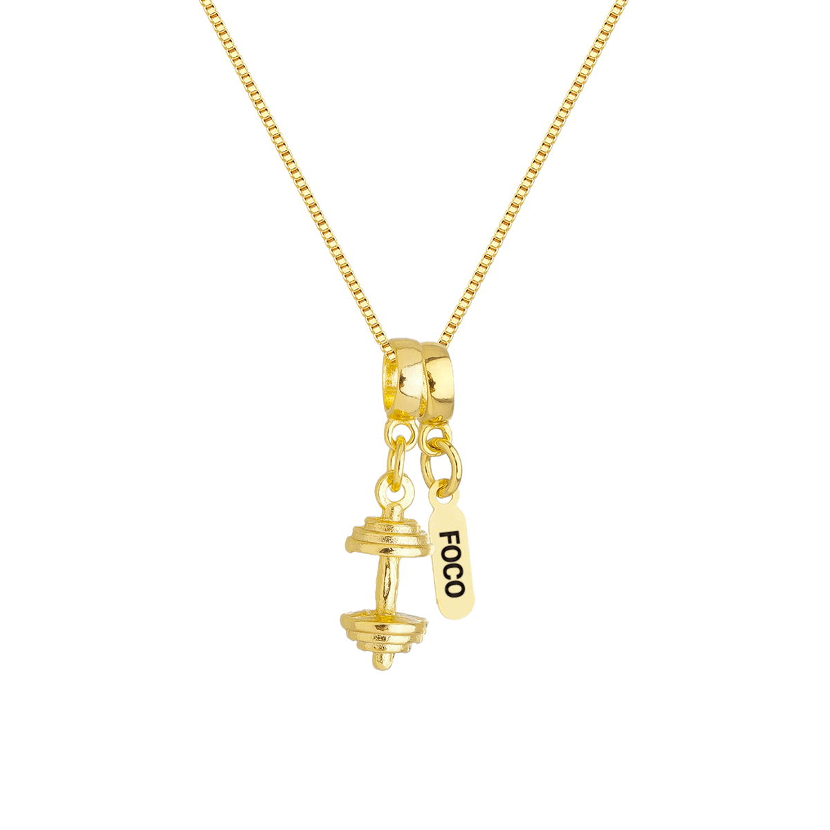 Colar Feminino Pingente Supino de Academia Banhado a Prata 925