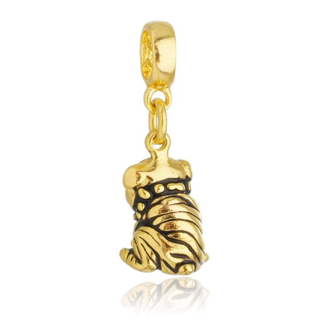 Berloque Cachorro Buldogue Banhado a Ouro 18k