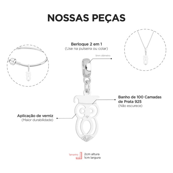 Pulseira Feminina Profissão Professora Banhado a Prata 925