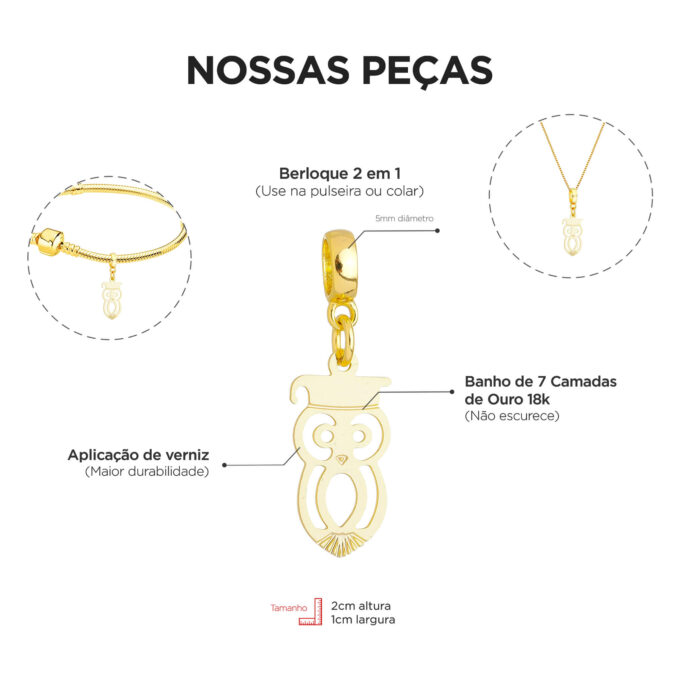Pulseira Feminina Profissão Professora Banhado a Ouro 18k