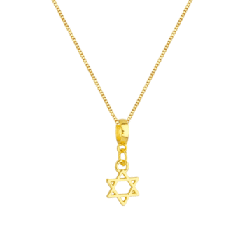 Colar Pingente Estrela de 6 Pontas Banhado a Ouro 18k