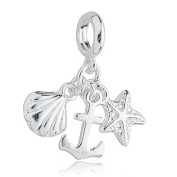 Berloque Âncora Concha Estrela Mar Banhado a Prata 925