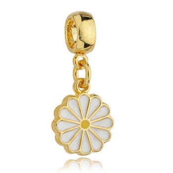 Berloque Flor Margarida Banhado a Ouro 18k