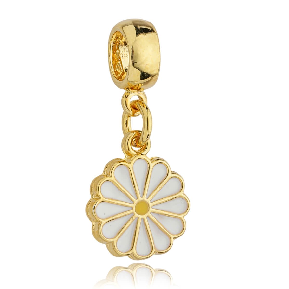 Berloque Flor Margarida Banhado a Ouro 18k