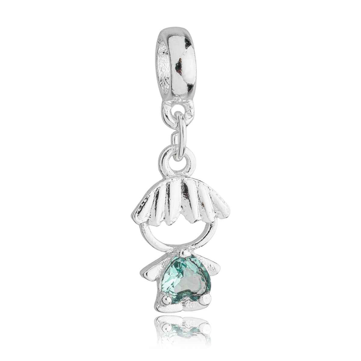 Berloque Menino Coração Banhado a Prata 925