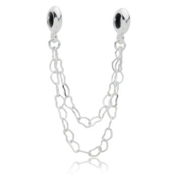 Berloque Trava de Segurança Coração Duplo Banhado a Prata 925