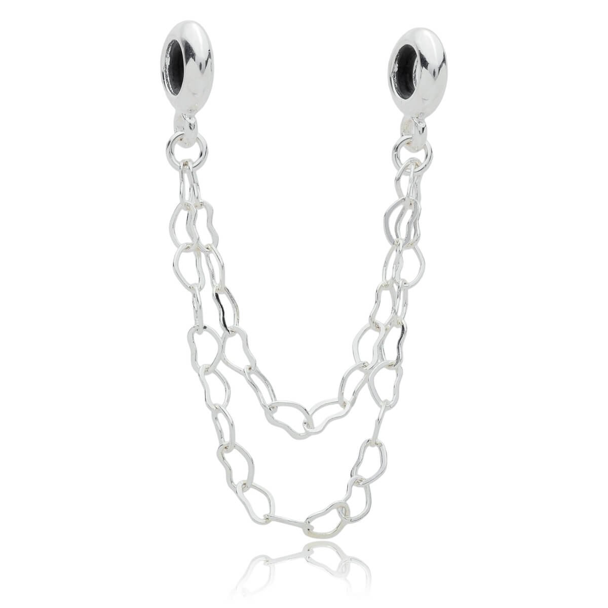 Berloque Trava de Segurança Coração Duplo Banhado a Prata 925