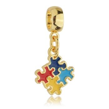 Berloque Símbolo Autismo Banhado a Ouro 18k