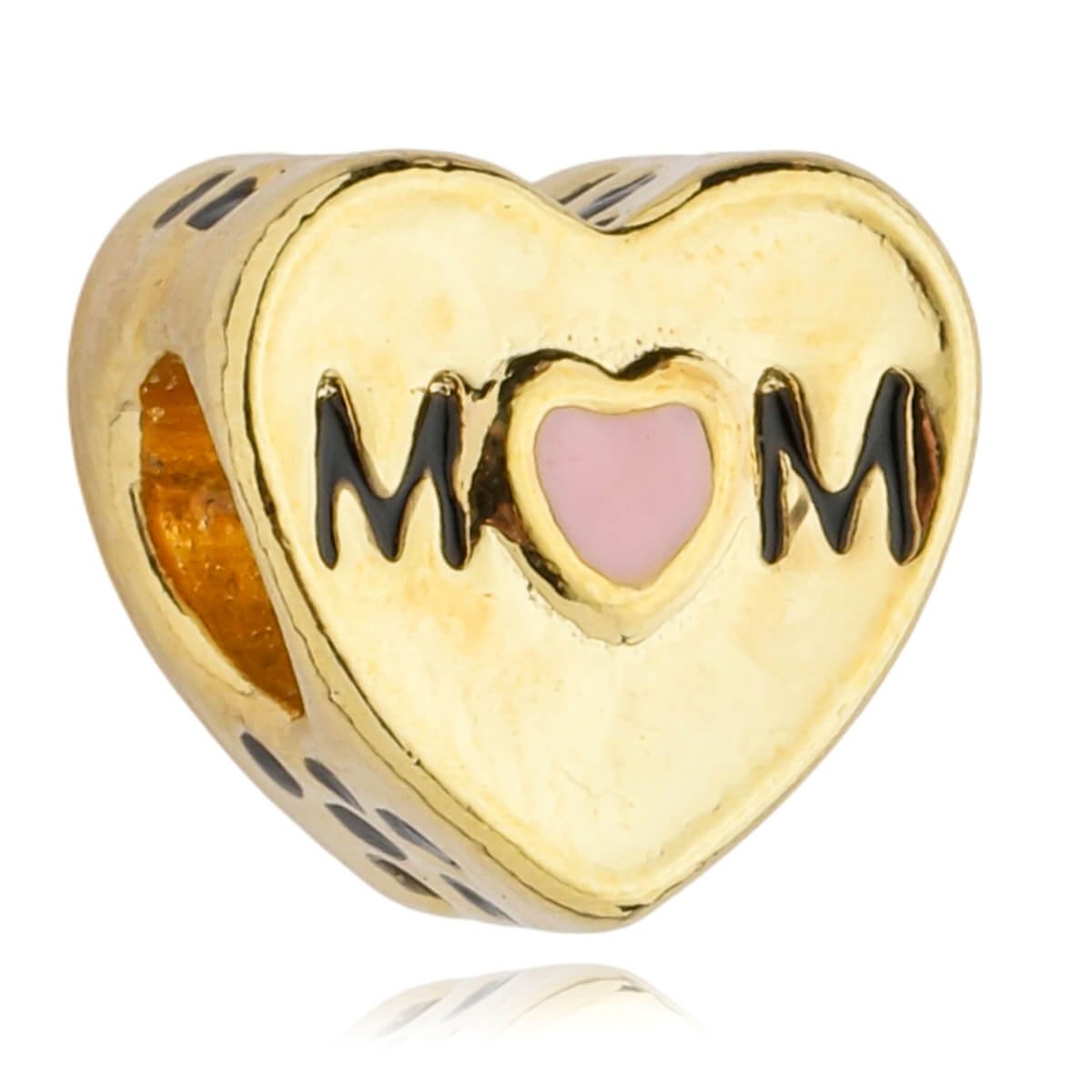 Berloque Coração Mãe Separador Banhado a Ouro 18k