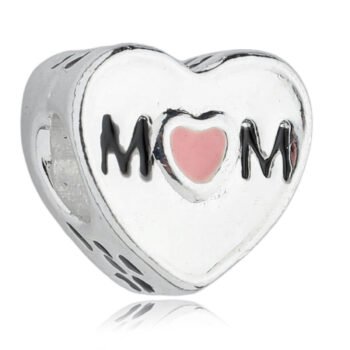 Berloque Coração Mãe Separador Banhado a Prata 925