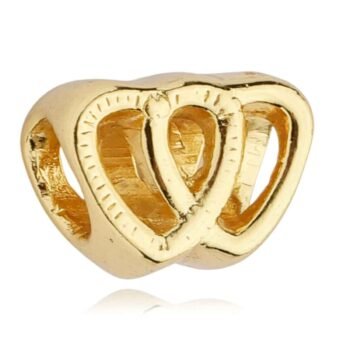 Berloque Coração Duplo Separador Banhado a Ouro 18k
