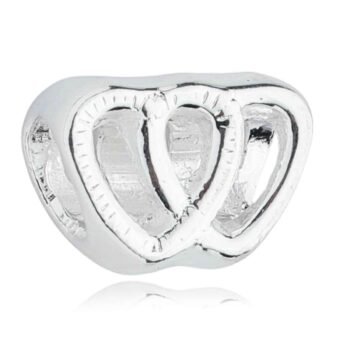 Berloque Coração Duplo Separador Banhado a Prata 925