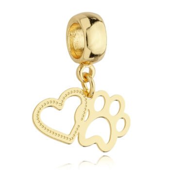 Berloque Pata Coração Banhado a Ouro 18k