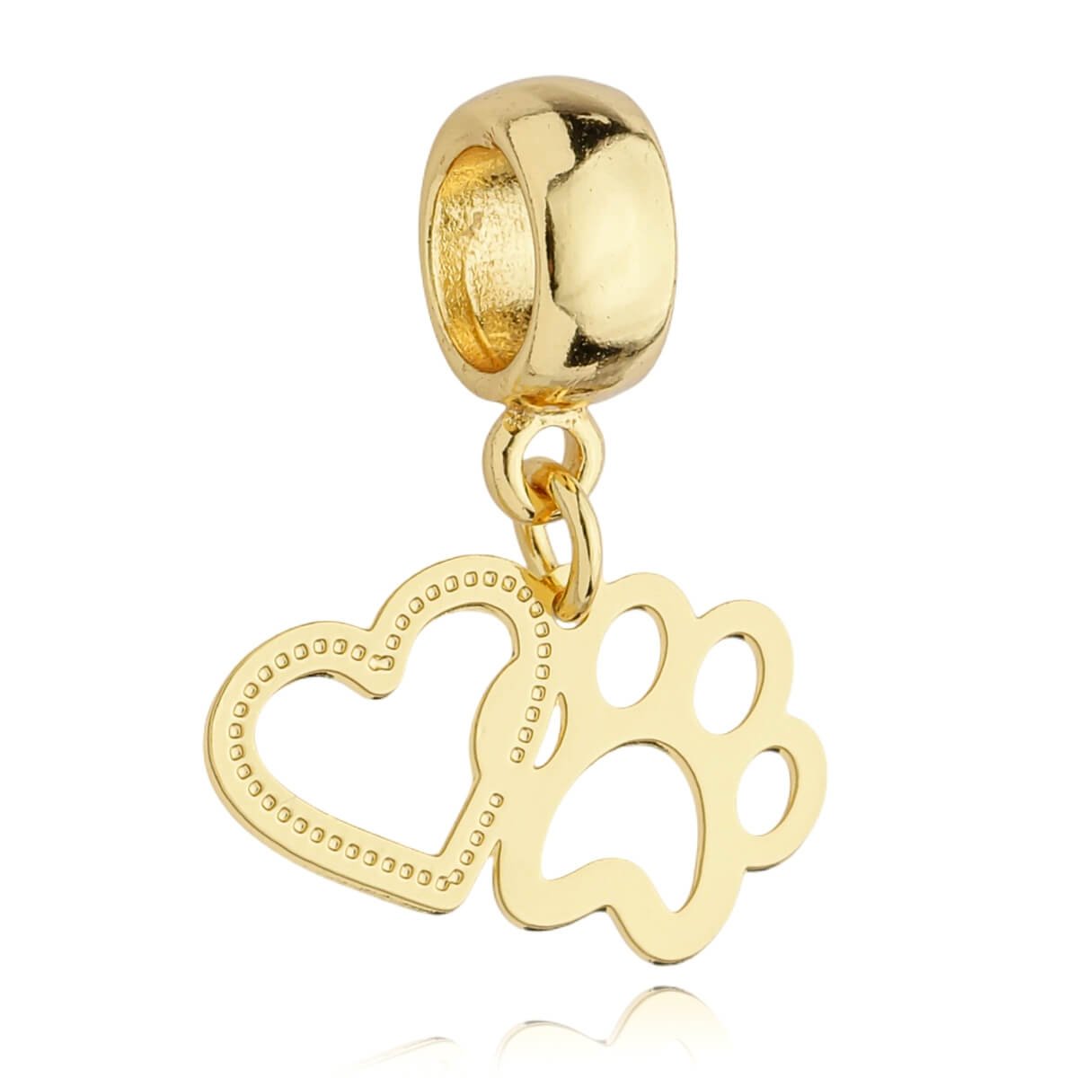 Berloque Pata Coração Banhado a Ouro 18k