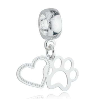 Berloque Pata Coração Banhado a Prata 925