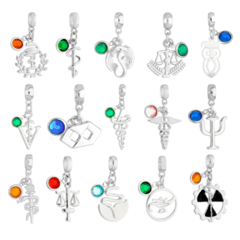 Berloques Profissões Profissão Com Cristal Strass Banhado a Prata 925