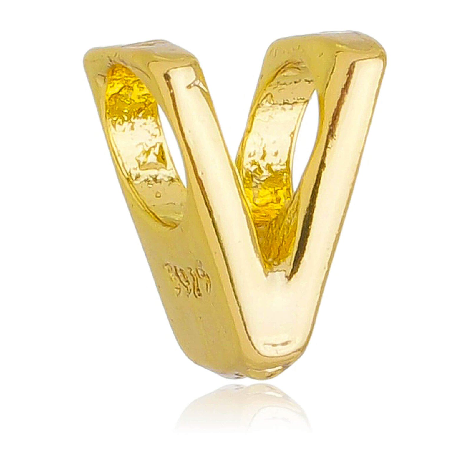 Berloque Letra V Separador Banhado a Prata 925