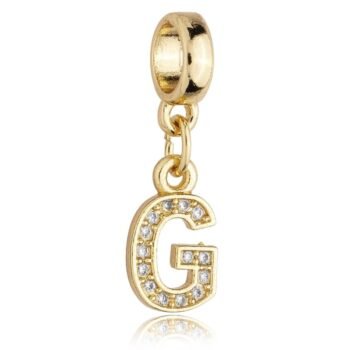 Berloque Letra G Cravejada Zircônia Banhado a Ouro 18k