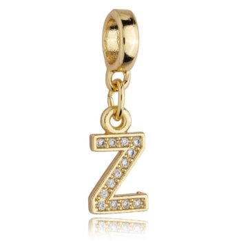 Berloque Letra Z Cravejada Zircônia Banhado a Ouro 18k
