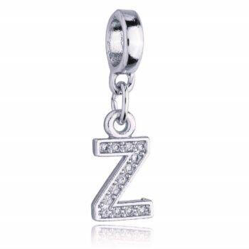 Berloque Letra Z Cravejada Zircônia Banhado a Prata 925