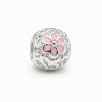 Berloque Flor Rosa Separador Banhado a Prata 925