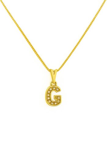 Colar Pingente Letra G Cravejado Banhado a Ouro 18k