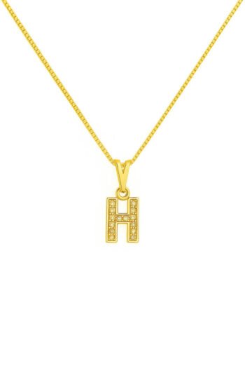 Colar Pingente Letra H Cravejado Banhado a Ouro 18k