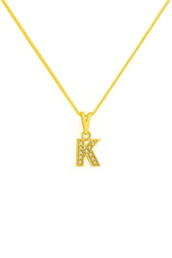 Colar Pingente Letra K Cravejado Banhado a Ouro 18k