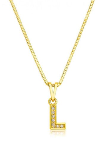 Colar Pingente Letra L Cravejado Banhado a Ouro 18k