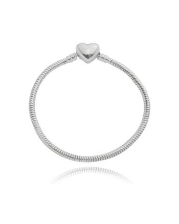 Pulseira Para Berloque Fecho Coração Em Aço Inoxidável
